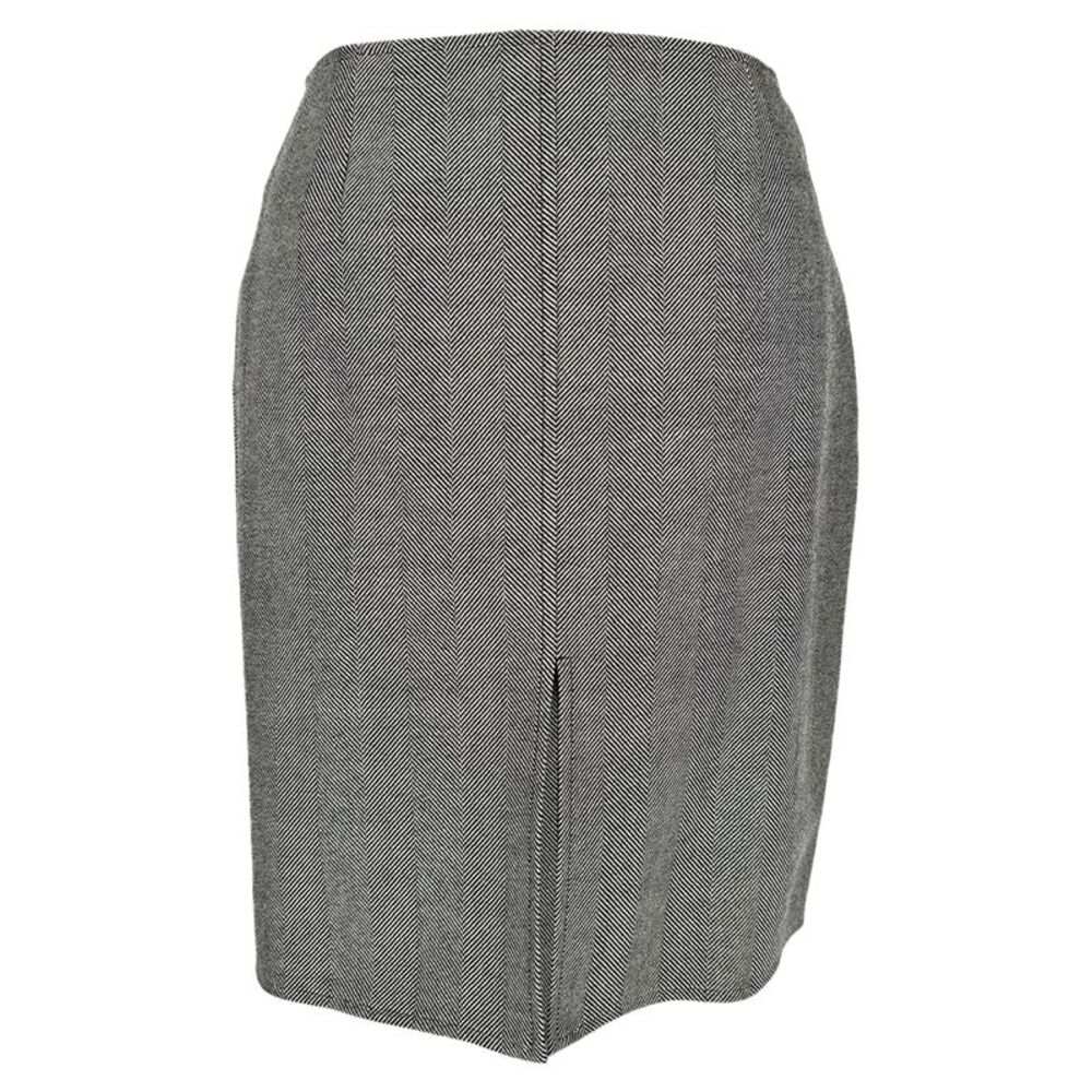 Christian Dior Herringbone Mini Skirt in Grey Wool
